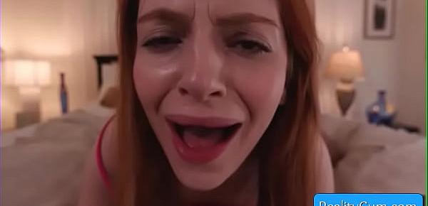  Sexy redhead slut Aaliyah Love get her pusy pounded hard from behind and receive a big load of hot cum on her nice butt